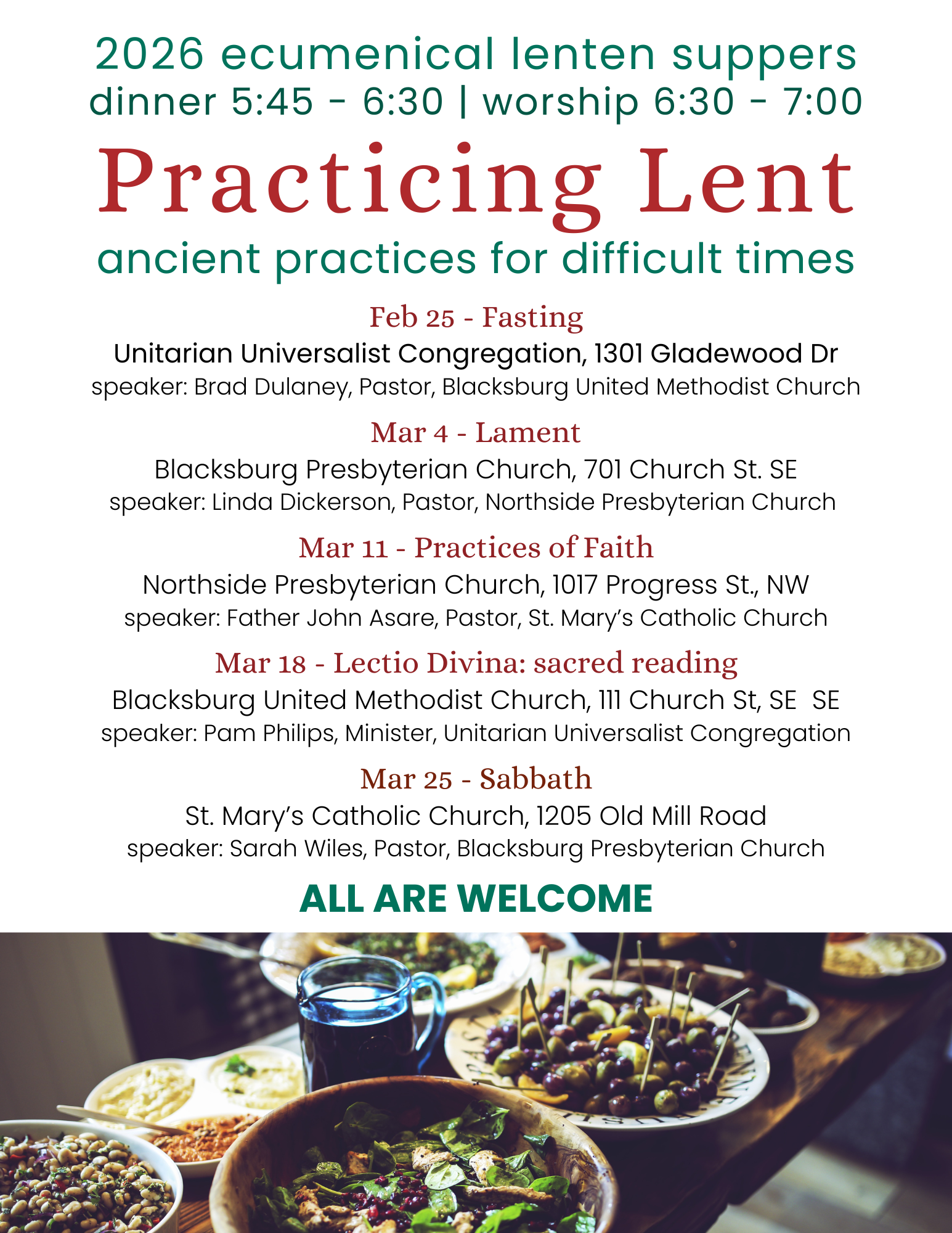 image of flyer about Lenten suppers